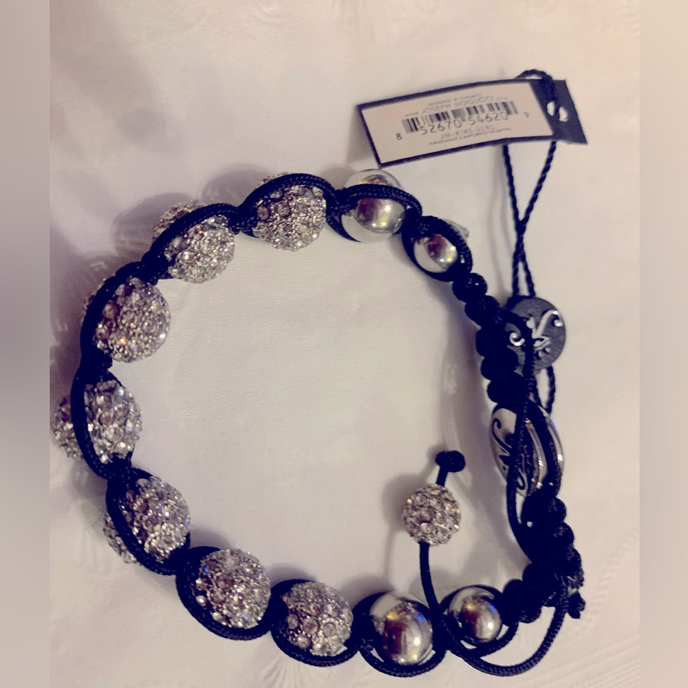 Joseph Nogucci crystal bead crochet corded adjustable bracelet